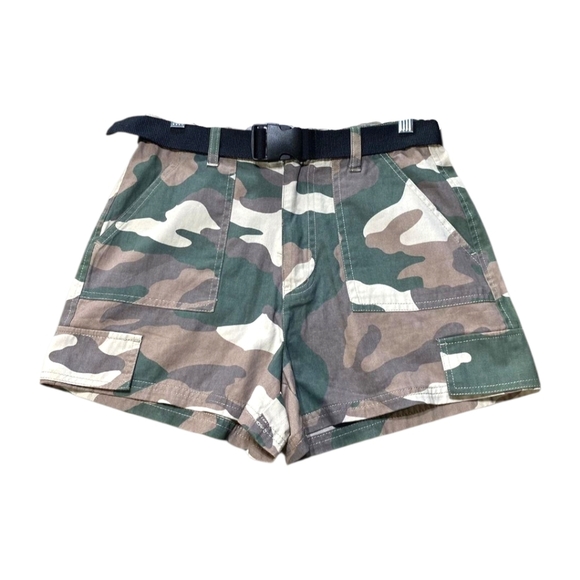 FOREVER21 Women's Belted High Rise Military Camouflage Shorts Size M - Picture 3 of 11